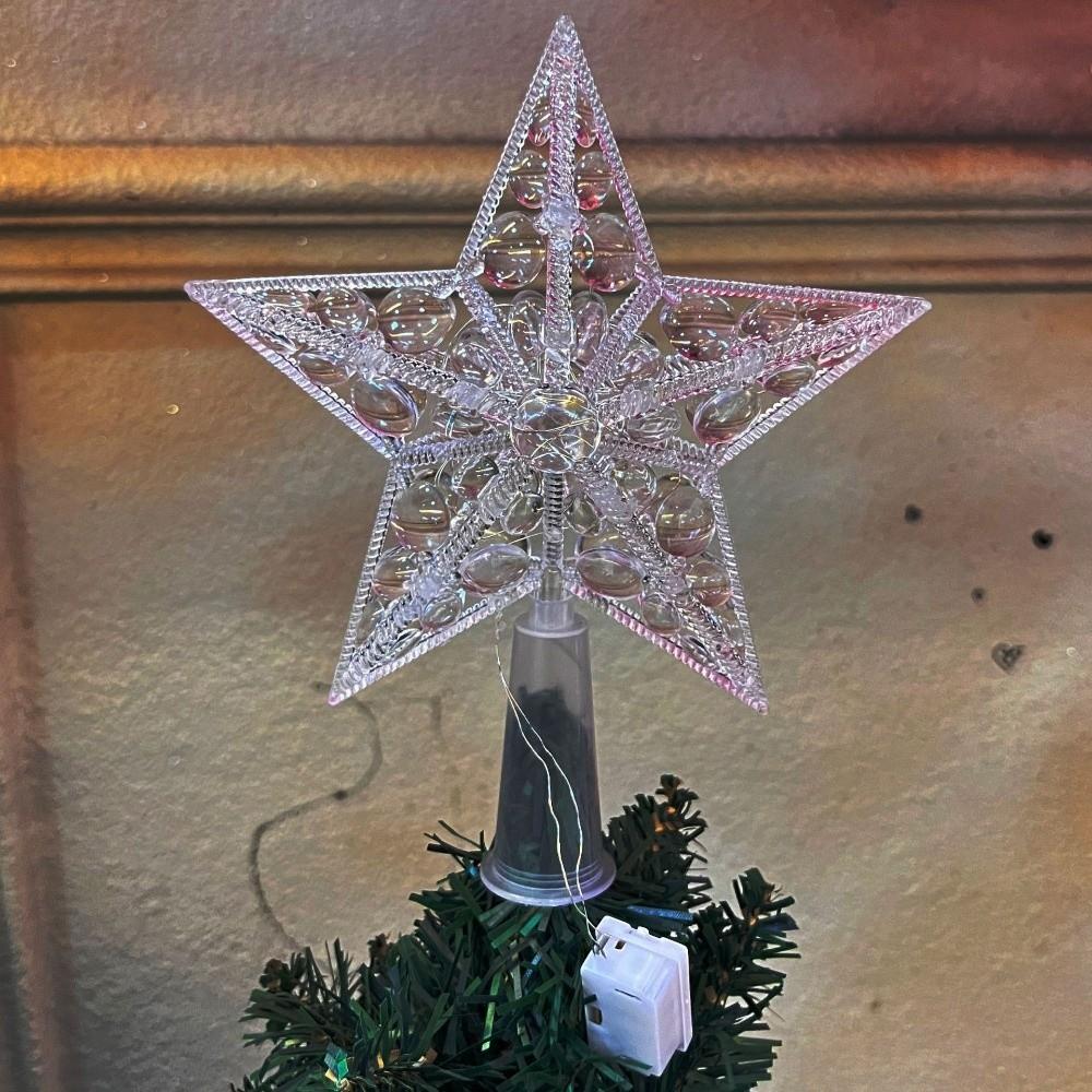 Lighted Star Christmas Tree Topper Transparent Light Up Props Creative Christmas Tree Ornament