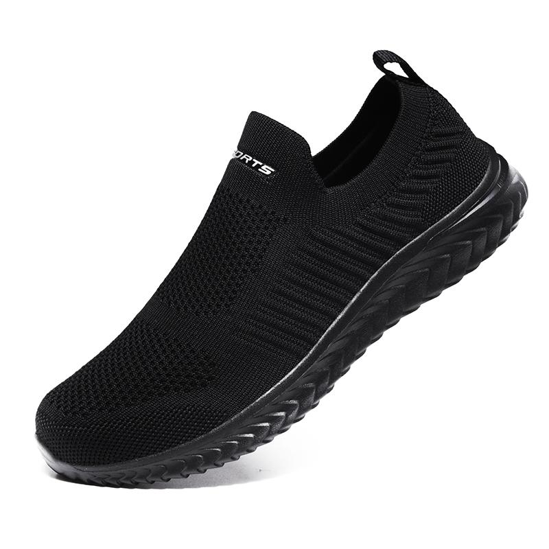 Lightweight Men's Flats Breathable Knitted Casual Sneakers Slip-on Walking Shoes Elastic Running Jogging Shoes