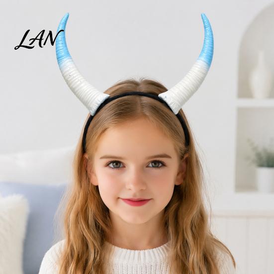 Snap-on Horn Accessories Halloween Ram Headband, Detachable Devil Headpiece for DIY Headband Kit Carnival Party, Festival Cosplay Hair Accessory,