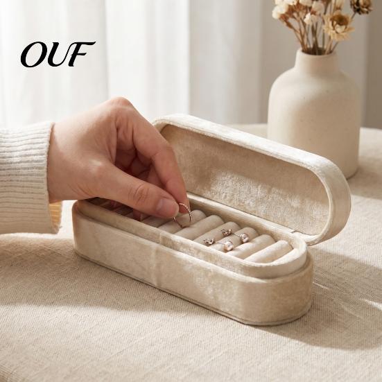 Gift Idea for Jewelry Storage Velvet Box, Multiple Slots Portable Organizer, Prevent Compact Box Daily Use Scratching Soft Lining Case Home