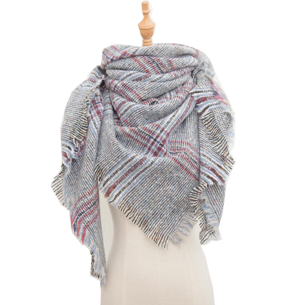 European and American Style Large Check Triangle Snood Scarf - Spring, Autumn, Winter
