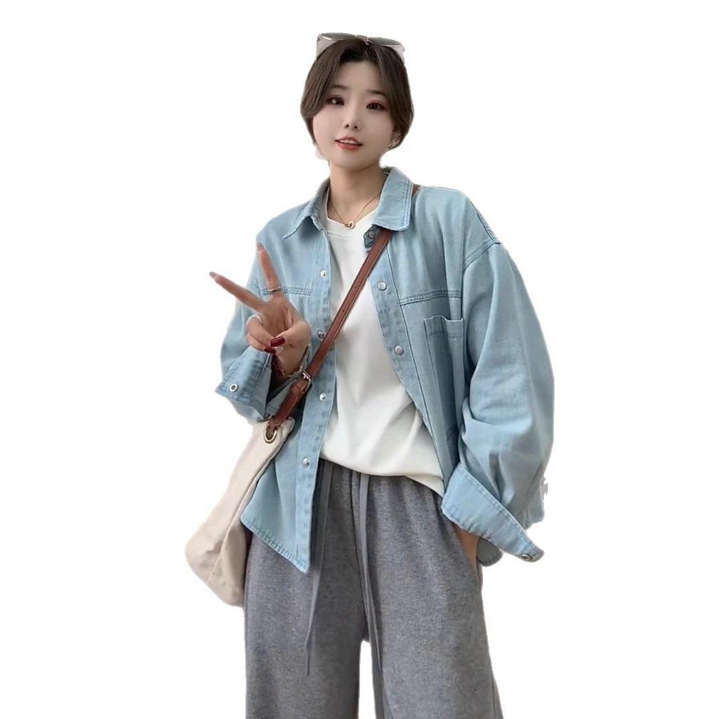 2025 New Hong Kong-Style Women's Denim Shirt Jacket: Casual Spring Loose Fit