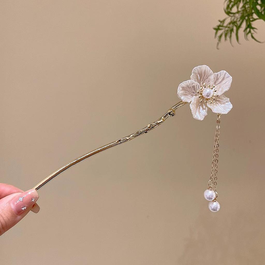 Elegant Chinese Style Hair Accessories Vintage Spring Flower Element Hairpins Light Luxury Tassel Hair Stick For Women Girls