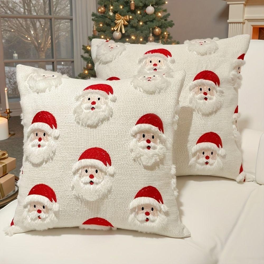 45×45cm Christmas Throw Pillow Cover Santa Claus Plush Pillow Cover Pillowcase Home Decoration