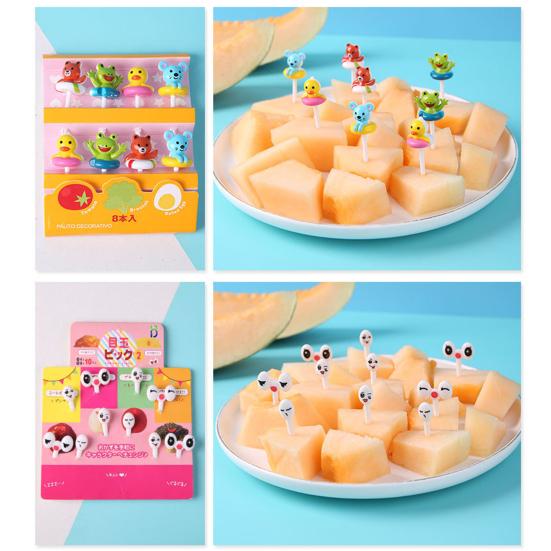 1 Set Fruit Fork Cute Cartoon Non-slip Reusable Easy To Clean Decorative Plastic Snack Cake