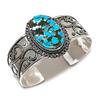 Tibetan Turquoise Gemstone 925 Sterling Silver Cuff Bangle Adjustable