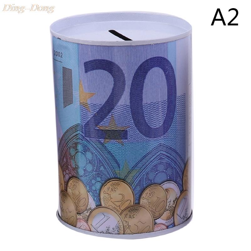 Жестяной цилиндр Копилка Евро Доллар Фото Коробка Бытовая Копилка Украшения Дома Копилки
