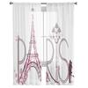 France Paris Eiffel Tower Pink White Chiffon Sheer Curtains for Living Room Bedroom Decoration Window Voiles Tulle Curtain