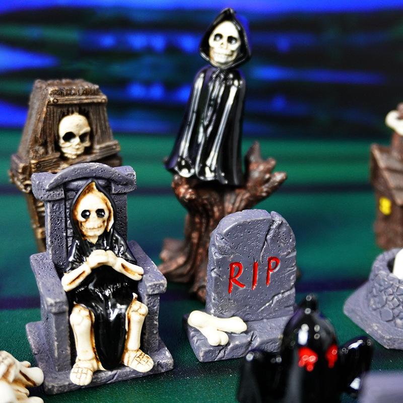 Мини-скелет на Хэллоуин, тыквенные кости, украшения, микропейзаж, креативные миниатюрные фигурки, сделай сам, украшение для домашнего стола, подарки