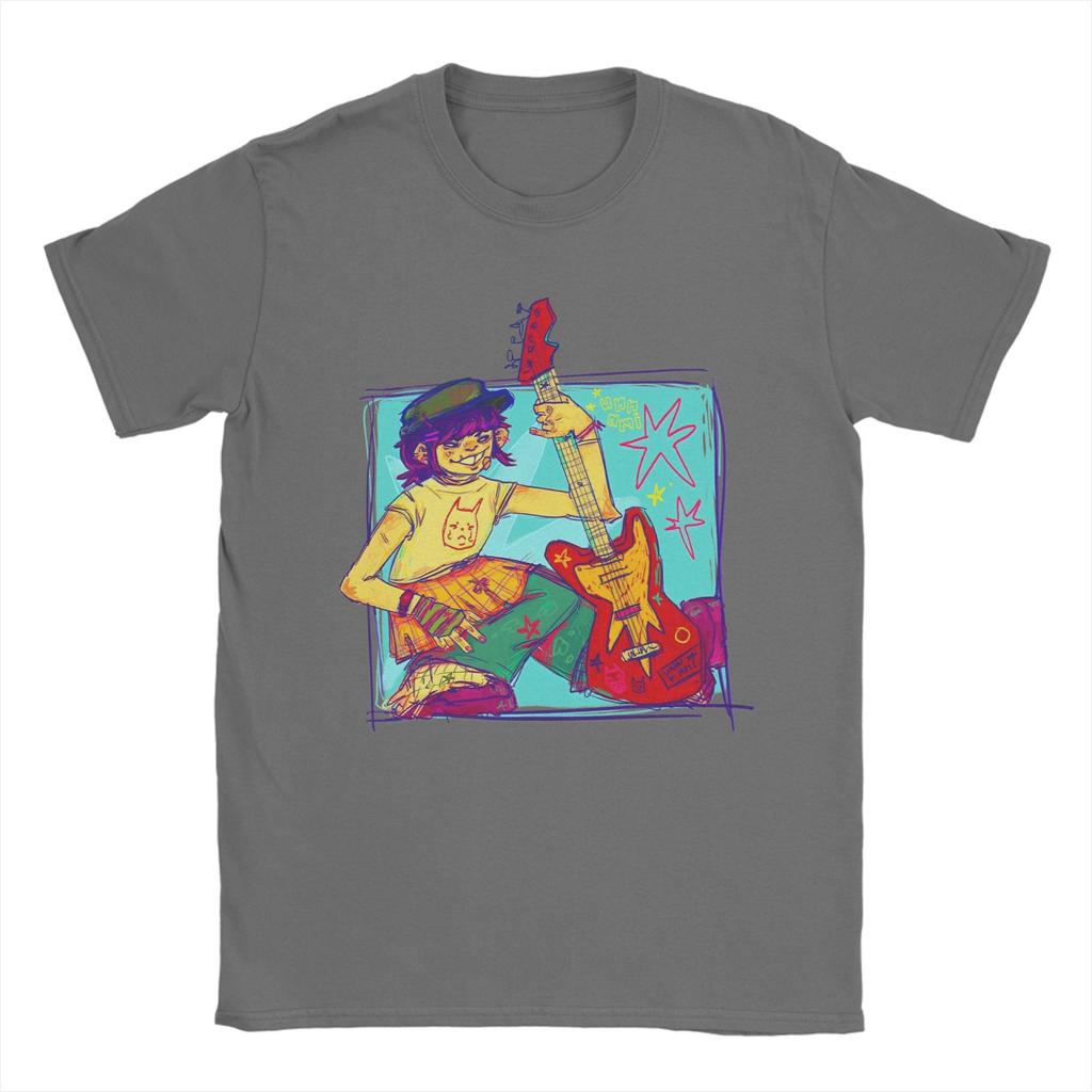 Повседневная футболка Leisure Noodle gorillaz для мужчин с круглым вырезом, 100% хлопок, футболки с коротким рукавом, топы больших размеров