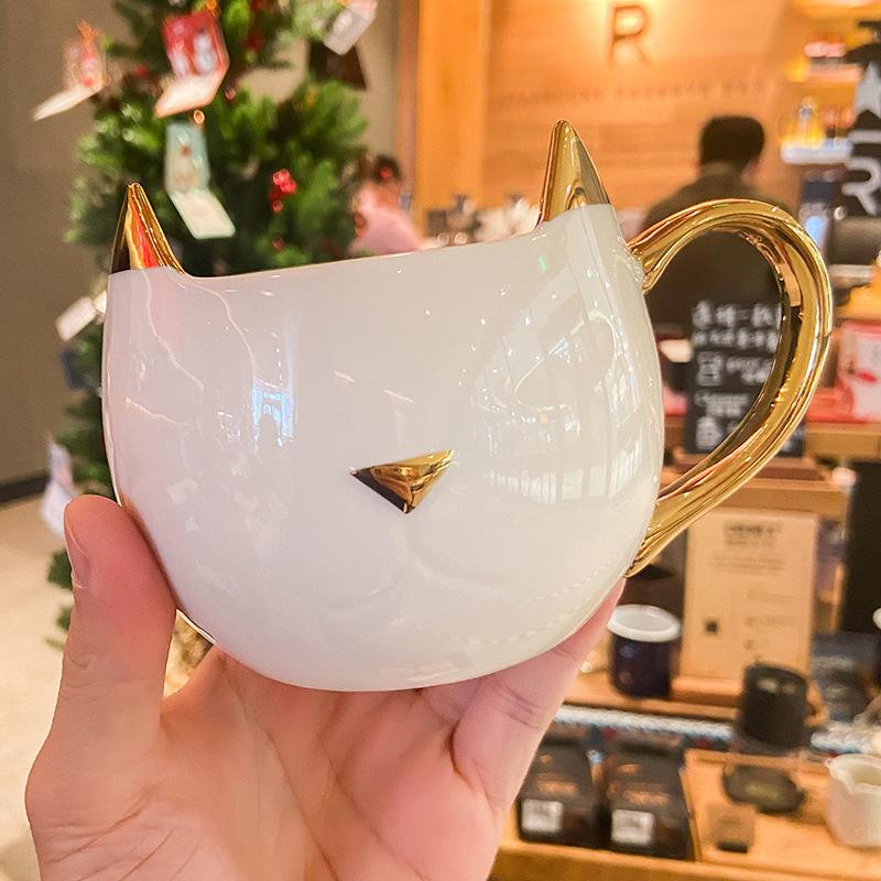 Кофейная чашка Golden Cat, чайные чашки и кружки, кружка для кофе, забавная посуда для напитков, кухня, столовая, бар, дом, сад