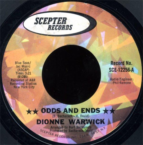 7-дюймовая пластинка DIONNE WARWICK - Odds And Ends SCE12256 Scepter Records 1969 US Соул/Фанк Б/У