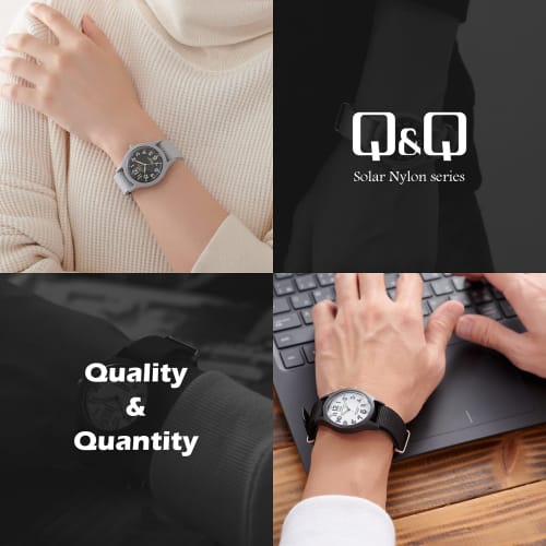 Cue and Cue Watch Analog Solar Waterproof Nylon Strap Black Dial H062-005 Men's Gray