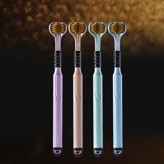 2 шт. трехсторонняя зубная щетка с мягкой щетиной и эргономичной ручкой для взрослых, портативная зубная щетка для путешествий