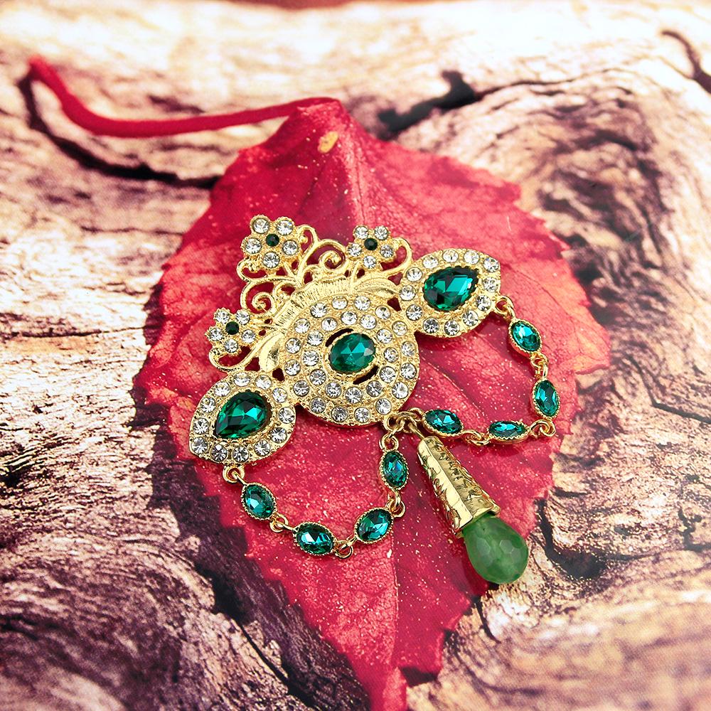 Stylish Bohemian Crown Brooch Ladies Gold Color Crystal Bridal Wedding Jewelry Brooch