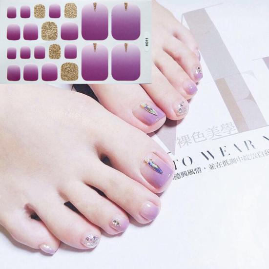Heart Moon Leaf Waterproof Toe Nail Stickers Full Cover Decals Adhesive Wraps