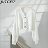BITCED Women's Knitwear Autumn/Winter Minimalist Short-Length Button-Front Cardigan Sweater