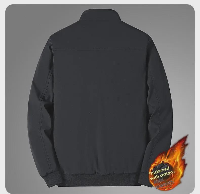 Мужская большая бархатная утолщенная куртка с воротником-стойкой - модное пальто для пап на осень и зиму