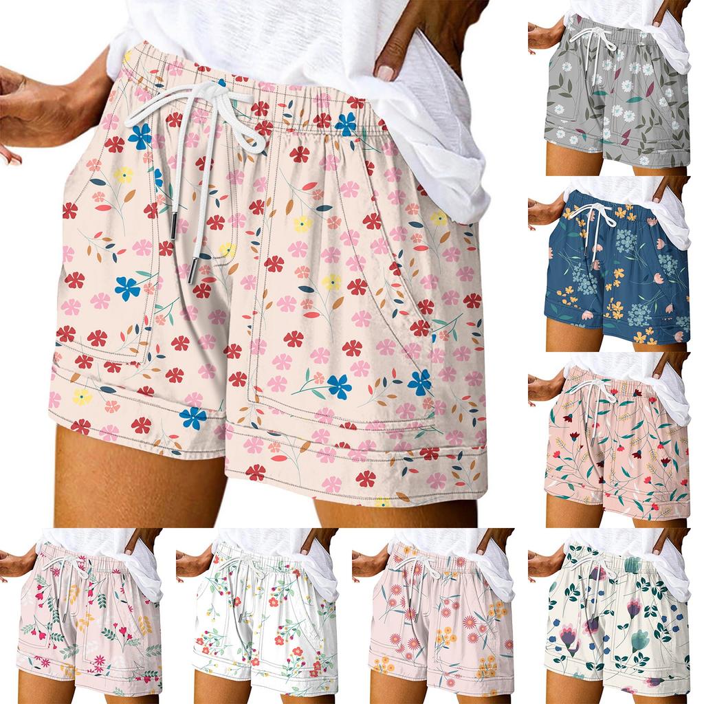 Женские повседневные летние эластичные пляжные шорты с принтом повседневные шорты