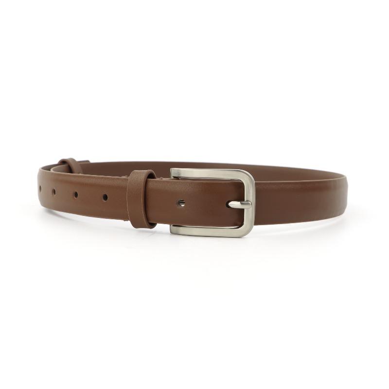 Genuine leather pin buckle women's belt - unisex, durable, top grain cowhide waist belt