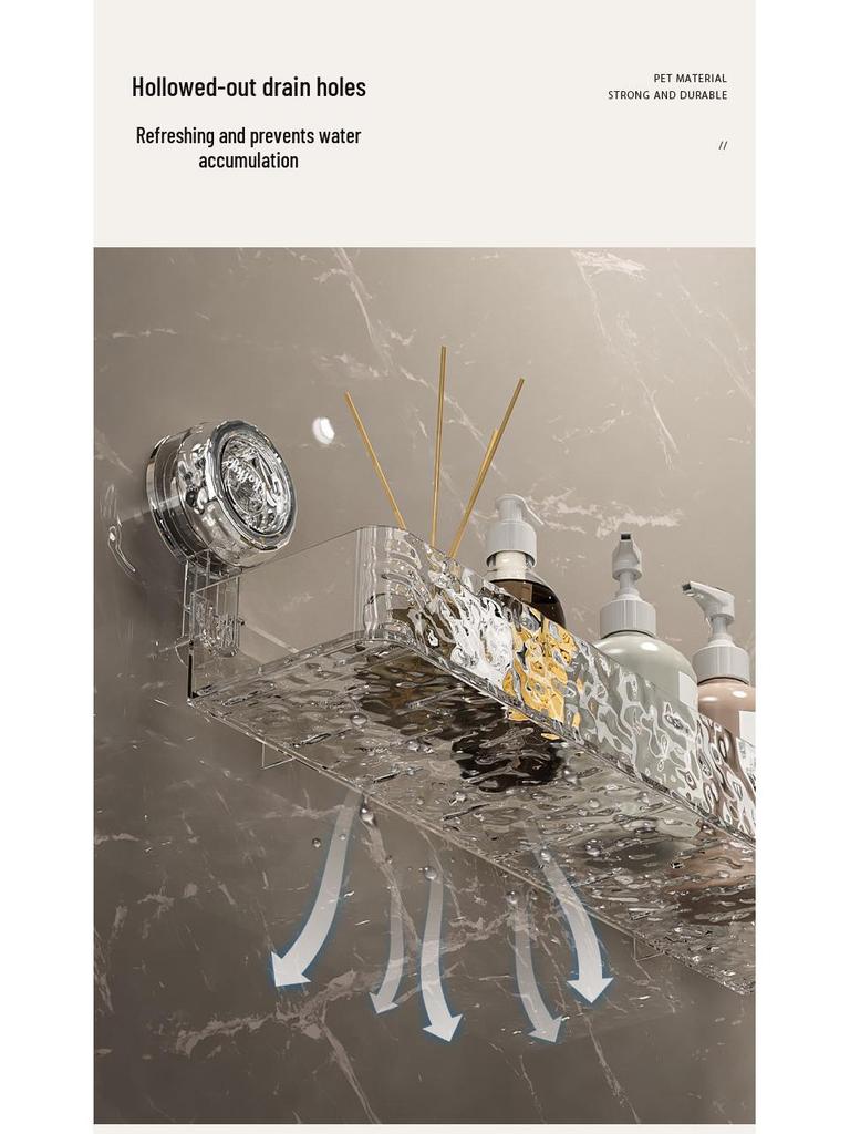 Полка для ванной на присосках без сверления - Настенная, Гофрированная стойка для хранения в ванной комнате