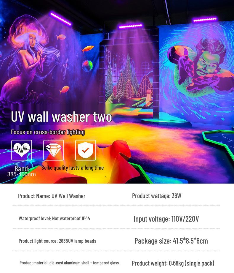 36W UV Wall Washer LED Light - 40 Purple LEDs for Halloween Haunted House