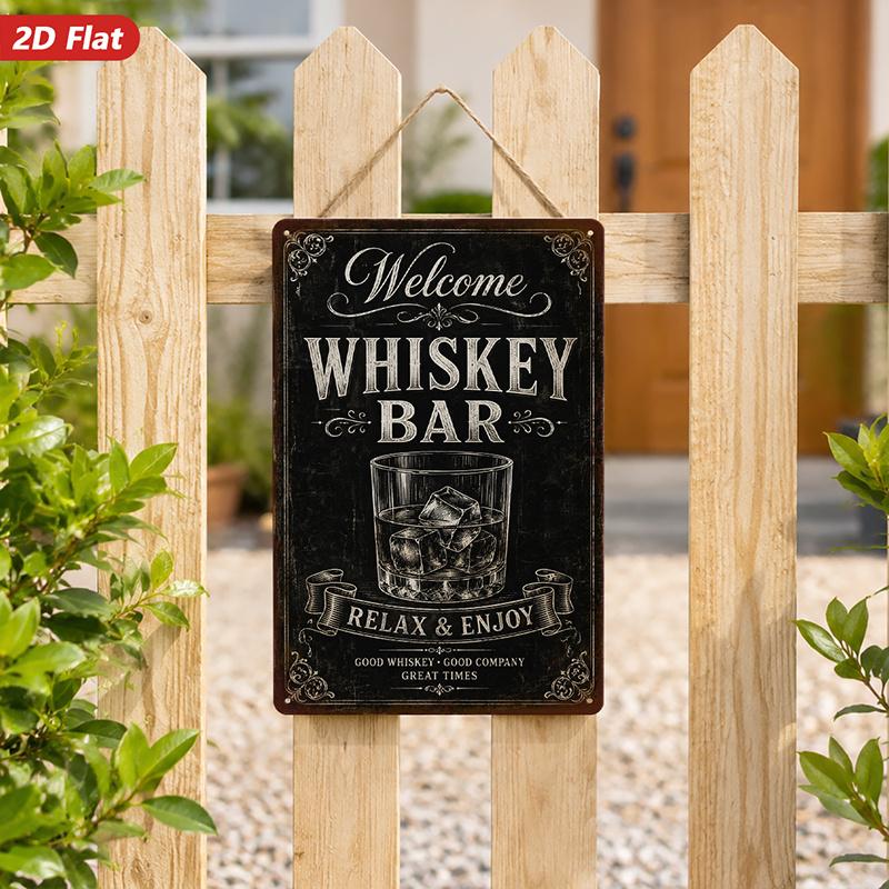 Whiskey Bar Metal Sign Welcome Relax & Enjoy 20cm x 30cm