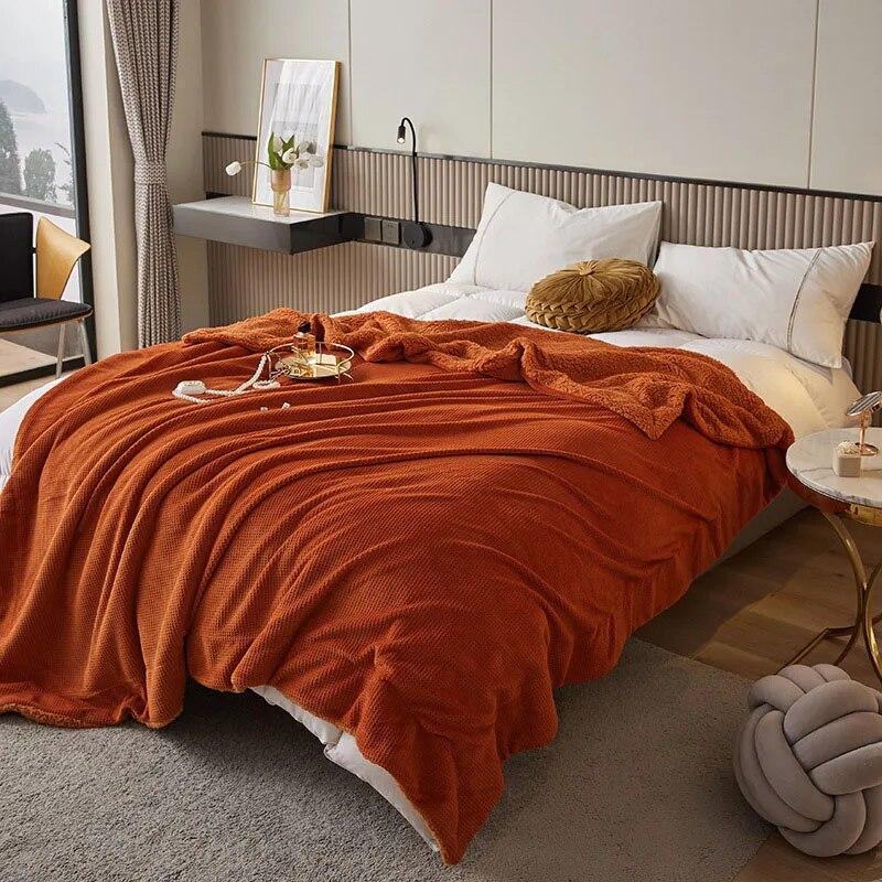 Зимнее теплое одеяло для дивана, пушистое одеяло из овечьей шерсти, покрывало для двуспальной кровати размера «queen-size», плед, покрывало