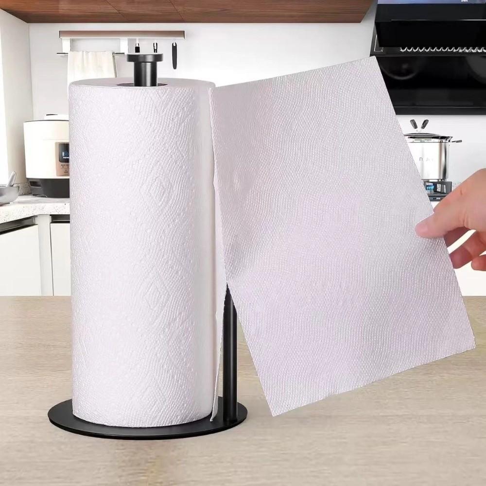 Stainless Steel Paper Towel Holder Weighted Base Roll Organizer  Kitchen Countertop