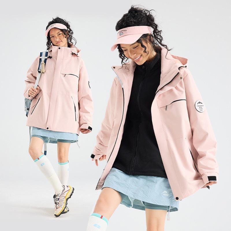 Женская куртка для активного отдыха, костюм для хайкинга, флисовая подкладка, ветрозащитная и водонепроницаемая куртка три-в-одном, мужская, на заказ