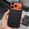 Роскошный кожаный чехол-бампер с магнитом для iPhone 17 Pro Max Air Magsafe Беспроводная зарядка Сплавное кольцо для камеры Защитная крышка кнопки камеры