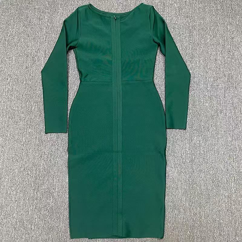 Женское сексуальное облегающее платье-бандаж с бусинами и длинными рукавами с разрезом