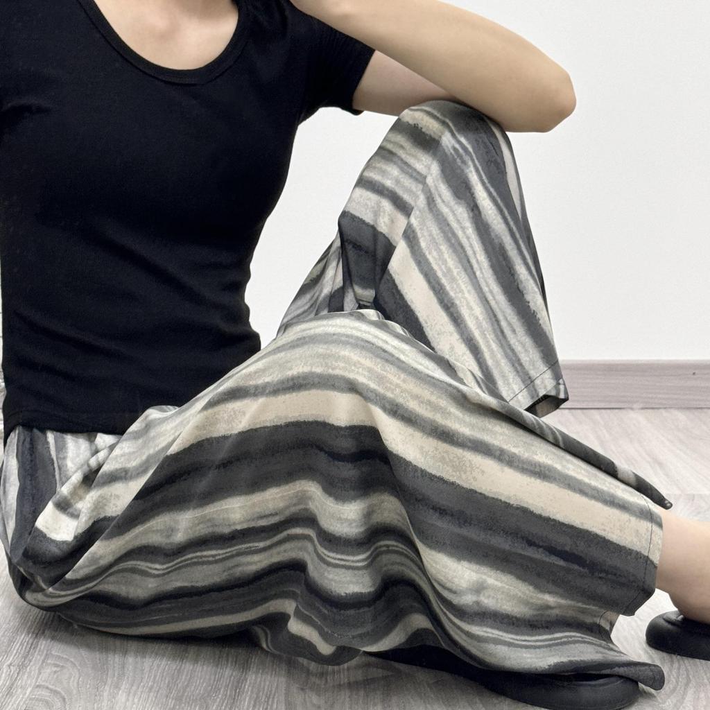 Женские пижамные брюки больших размеров из хлопка и вискозы, с мультяшным цветочным принтом, свободные девятиточечные пляжные брюки, для улицы