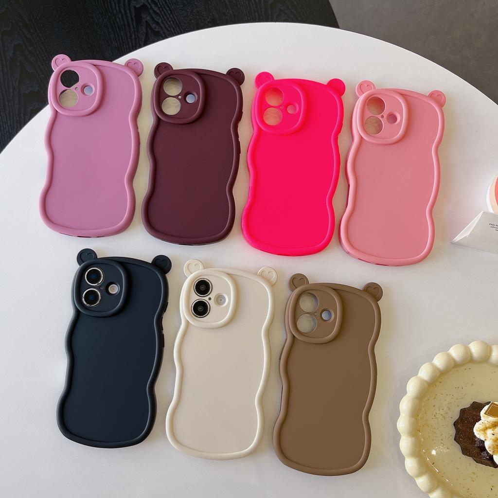 Cute bear ears for iPhone15Pro max Apple 17 mobile phone case 14/13 New 16 niche style