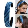 Клетчатая широкая повязка на голову, регулируемый аксессуар для укладки волос для женщин, девушек, удобный для повседневного использования, универсальный головной убор