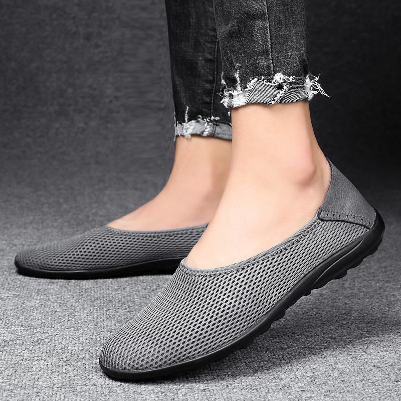 Ретро мужские мокасины легкие туфли-лодочки дышащая летняя удобная повседневная обувь мужские кроссовки мокасины большой размер 35-50 без застежек на плоской подошве