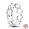 Women's Silver Finger Rings Original 925 Sterling Heart Star Moon Geometric Inlay Zircon Stackable Cocktail Ring Wedding Jewelry