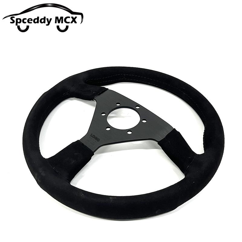 JDM V2 13inch Italy Suede Leather Universal Racing Sport Steering Wheel 320mm Flat Black Red Yellow BlueV232000