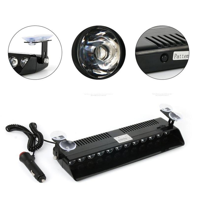 12 светодиодных стробоскопов на лобовом стекле, боковые сигнальные огни, аварийная вспышка, сигнальная лампа, панель Plice, автомобильный грузовик, школьный автобус, сигнальная лампа с держателем на присоске