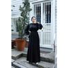 Women's Hijab Dress With Gathered Collar And Ribbon Sleeves
