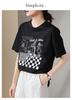 Fun printed round neck short sleeved T-shirt for women in summer 2025, loose and casual versatile pullover top