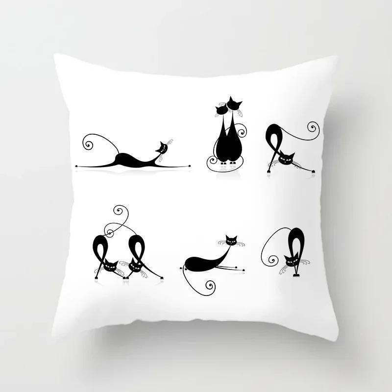 Lovely Cartoon Black Cat Cushion Cover Pillow Cover Sofa Car Home Decoration Room Decoration 45*45cm