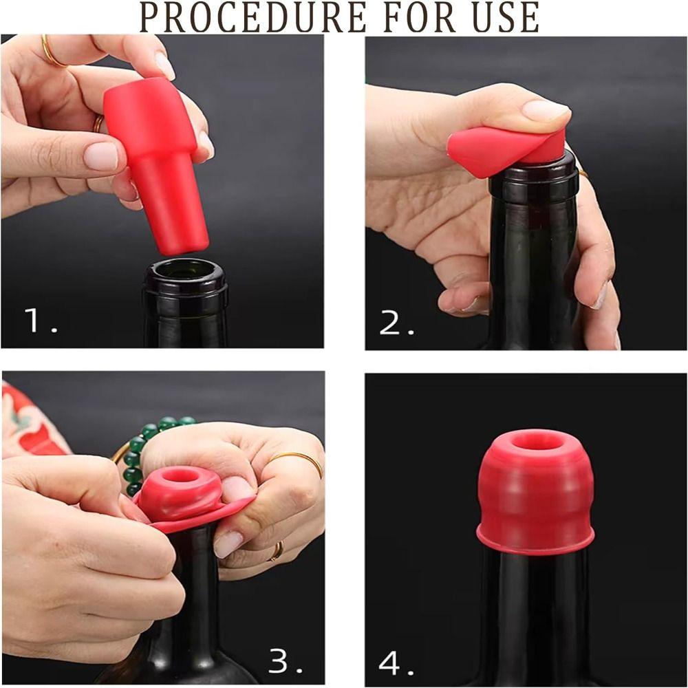 6Pcs Multicolor Silicone Wine Stoppers Reusable Beverage Sealer Wine Bottle Sealer  Sparkling Wine