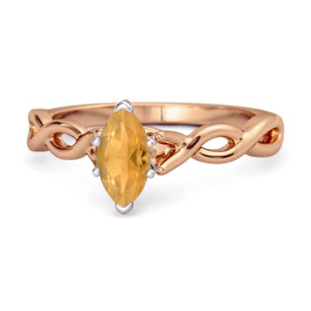 Citrine Marquise Ring - 925 Sterling Silver Rose Gold Vermeil