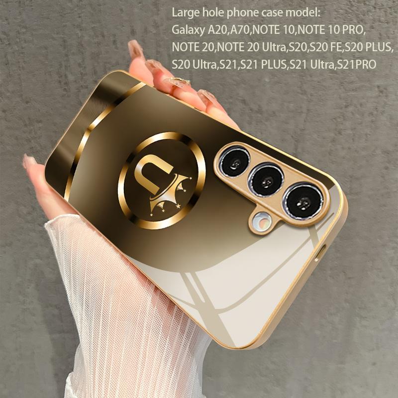 Золотая корона Логотип U 2D Чехол для телефона для Samsung S26 S25 S24 S23 S22 S21 S20 A56 A36 A16 - Золотая стеклянная защитная крышка