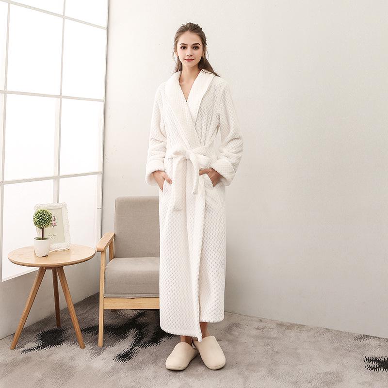 Lounge Robes Autumn and Winter Thickened Facecloth Bebe Velvet Couple Robe Plus Large Size Comfortable and Elegant Fixed Belt Bathrobe Simple Bathrobe