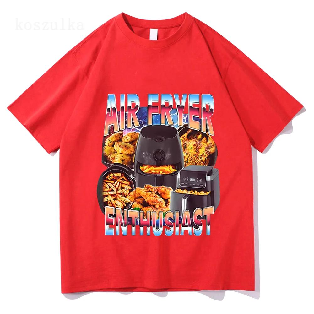 Men Short Sleeved Round Neck Y2k T shirt Men Clothing New in Top Tees Mens TShirt Air Fryer Enthusiast Funny Cooking Meme