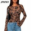 Женские модные повседневные блузки и рубашки JPNTKY с круглым вырезом и длинным рукавом