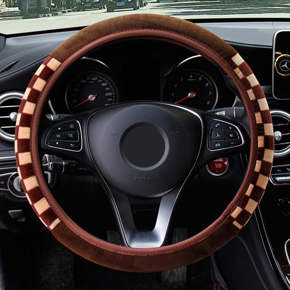 Автомобильные аксессуары Чехлы на руль автомобиля Чехол на руль автомобиля Плюшевая ткань Автомобильный стиль Подходит для большинства автомобилей Диаметр 38 см Универсальный