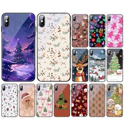 Мультяшный Милый Рождественский Стеклянный чехол для телефона Для iPhone 17 Pro Max Air 17 16 15 14 13 Pro Max 15 16 Pro 15Plus Чехол
